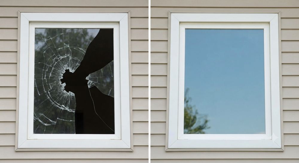 Before and after residential window repair
