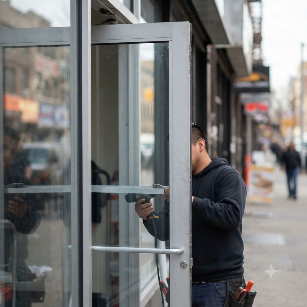 Storefront door glass repair